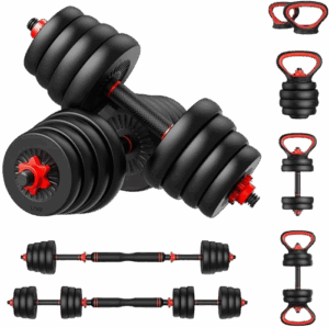 Kit Halteres 6 Em 1 Peso Musculação Até 15kg Ajustável Preto